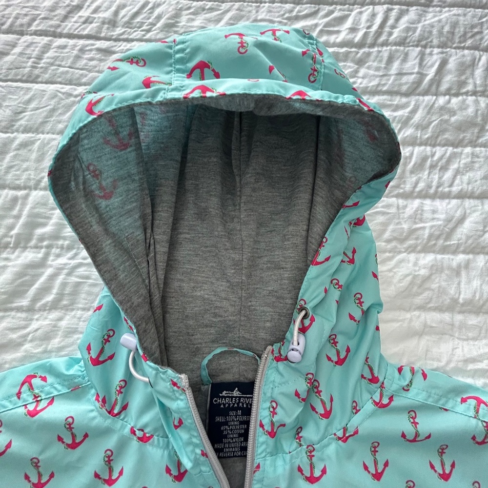 Hooded Charles River Chatham Anorak - Anchor Print - M - Picture 4 of 17